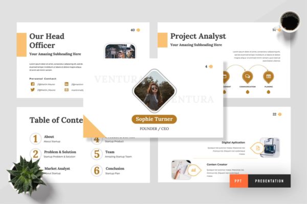 初创项目路演PPT幻灯片演示模板 Ventura – Startup Powerpoint Presentation