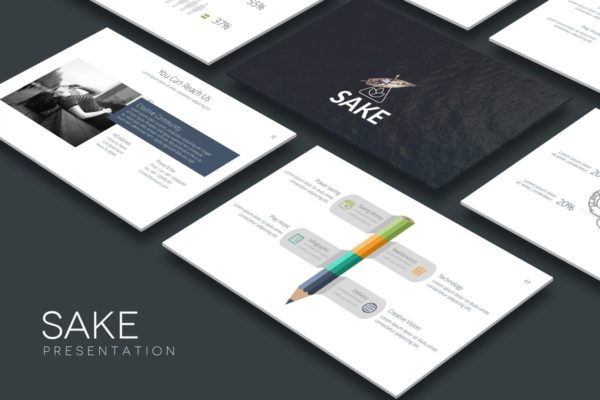 多用途商业策划演示PPT幻灯片模板 SAKE Powerpoint Template