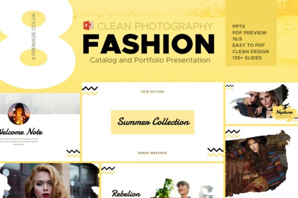 极简主义时尚行业产品目录&摄影PPT模板素材 Minimal Fashion Catalog & Photography Powerpoint