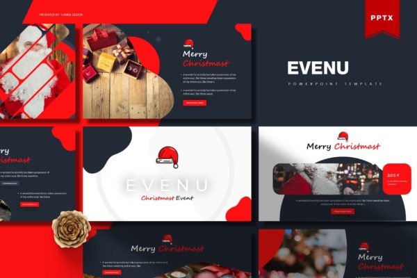 圣诞节庆祝活动主题PPT幻灯片模板下载 Evenue | Powerpoint Template