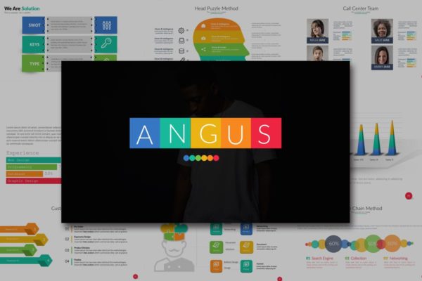 信息图表设计类型PPT幻灯片设计模板 Angus Powerpoint