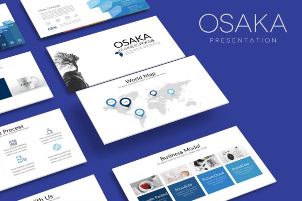 创新创业项目投融资计划PPT幻灯片模板 OSAKA Powerpoint Template
