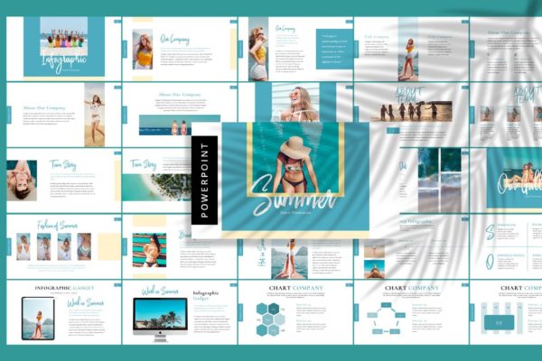 夏日度假旅游海滩海岛旅行主题PPT幻灯片模板 Summer Season – Powerpoint