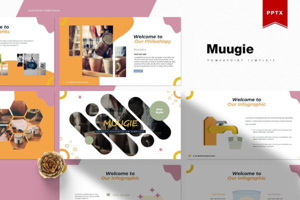 咖啡/咖啡厅品牌宣传&咖啡培训课程PPT幻灯片模板 Muugie | Powerpoint Template