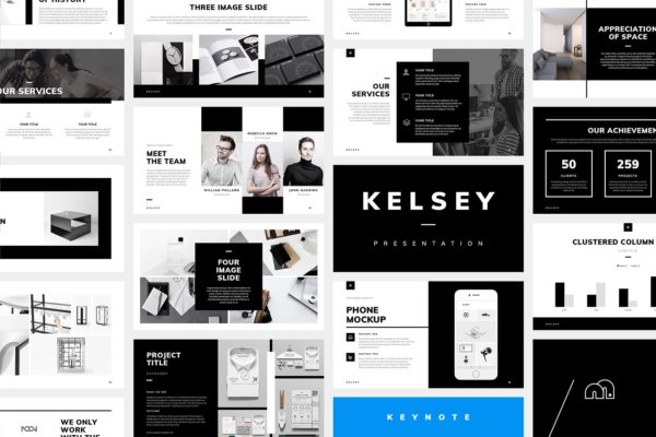 创意团队企业黑白风Keynote幻灯片模板 Kelsey – Keynote Presentation缩略图 创意团队企业黑白风Keynote幻灯片模板 Kelsey – Keynote Presentation