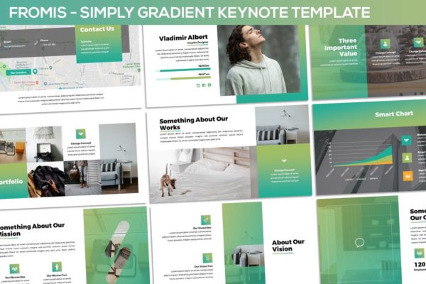简约渐变色配色风格Keynote幻灯片模板 Fromis – Simply Gradient Keynote Template缩略图 简约渐变色配色风格Keynote幻灯片模板 Fromis – Simply Gradient Keynote Template