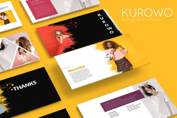 服装行业适用的谷歌幻灯片模板 KUROWO Google Slides