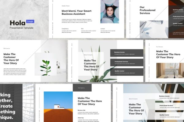 极简创意多图企业商务幻灯片模板下载 Hola – Minimal & Creative Google Slides
