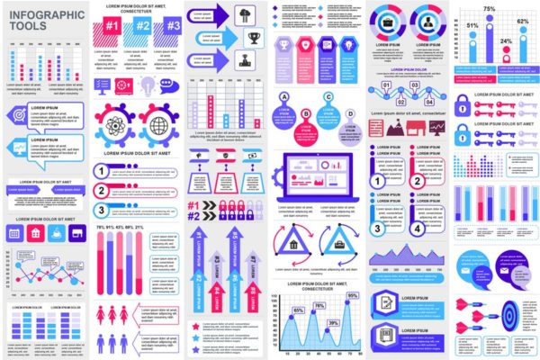 高品质数据统计分析类信息图表设计素材 Set Infographic Elements Template缩略图 高品质数据统计分析类信息图表设计素材 Set Infographic Elements Template