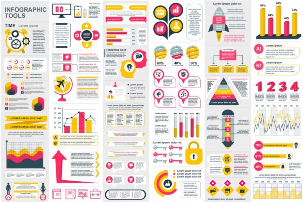 网站数据统计分析信息图表演示幻灯片设计素材 Presentation Infographic Elements Template缩略图 网站数据统计分析信息图表演示幻灯片设计素材 Presentation Infographic Elements Template