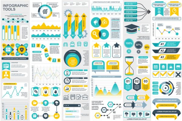 现代化信息技术数据演示信息图表幻灯片素材 Presentation Infographic Elements Template