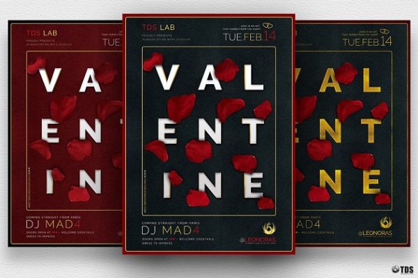 情人节主题活动传单海报模板 Valentines Day Flyer PSD V10