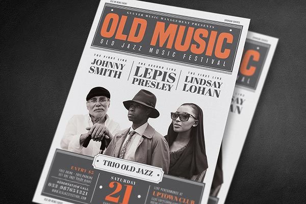 老式怀旧音乐会海报宣传模板 Old Vintage Music Flyer [psd]