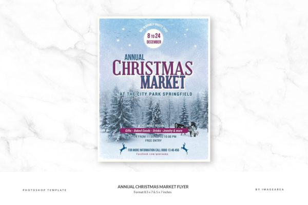 圣诞节聚会派对传单模板 Annual Christmas Market Flyer缩略图 圣诞节聚会派对传单模板 Annual Christmas Market Flyer