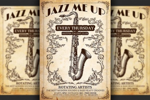 爵士音乐海报传单模板 Jazz Poster Flyer Template