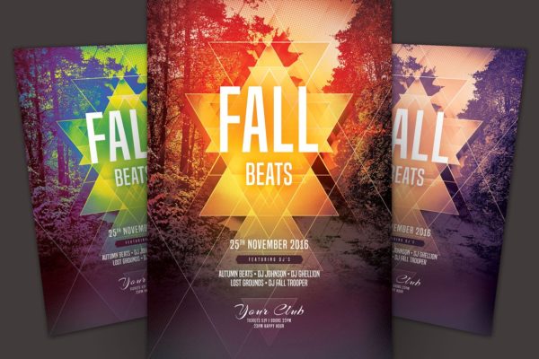 秋季主题风格传单模板 Fall Beats Flyer Template缩略图 秋季主题风格传单模板 Fall Beats Flyer Template