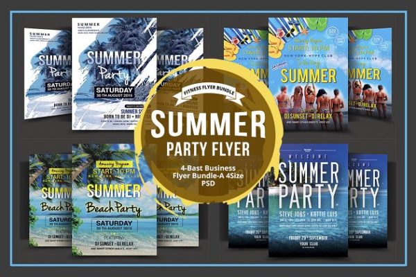 夏日派对活动传单模板合集 Summer Party Flyer Bundle缩略图 夏日派对活动传单模板合集 Summer Party Flyer Bundle