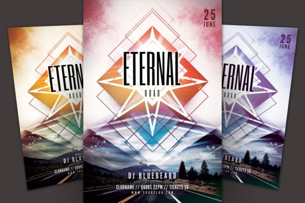 DJ音乐派对活动宣传传单模板 Eternal Road Flyer Template缩略图 DJ音乐派对活动宣传传单模板 Eternal Road Flyer Template