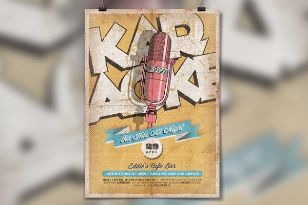 复古设计风格卡拉OK音乐活动海报传单模板 Karaoke Vintage Poster / Flyer缩略图 复古设计风格卡拉OK音乐活动海报传单模板 Karaoke Vintage Poster / Flyer