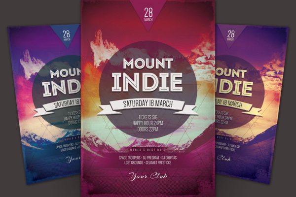 DJ音乐节海报传单模板 Mount Indie Flyer Template缩略图 DJ音乐节海报传单模板 Mount Indie Flyer Template