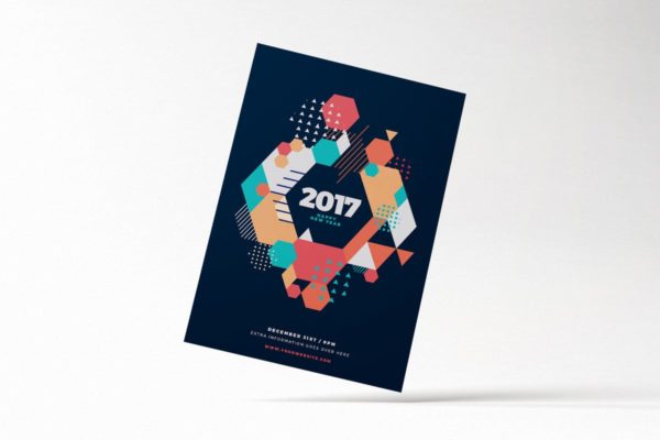 多彩几何图案新年海报设计模板 Happy New Year 2017 Party Flyer缩略图 多彩几何图案新年海报设计模板 Happy New Year 2017 Party Flyer