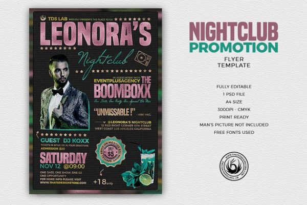 夜总会夜场宣传海报设计PSD模板 Nightclub Promotion Flyer PSD缩略图 夜总会夜场宣传海报设计PSD模板 Nightclub Promotion Flyer PSD