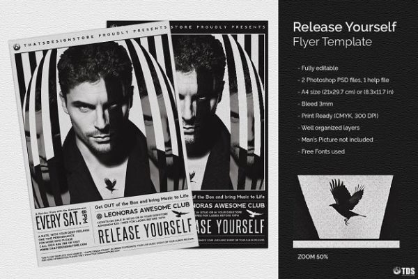 夜店俱乐部狂欢派对传单模板 Release Yourself Flyer PSD缩略图 夜店俱乐部狂欢派对传单模板 Release Yourself Flyer PSD