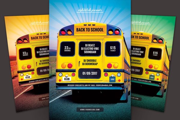 重返校园开学季派对传单模板 Back to School Flyer Template