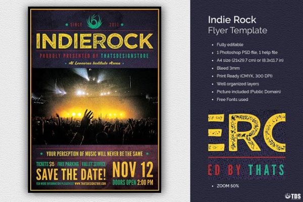 摇滚音乐节活动海报传单设计PSD模板 Indie Rock Flyer PSD缩略图 摇滚音乐节活动海报传单设计PSD模板 Indie Rock Flyer PSD