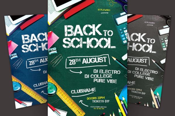 重返校园开学季派对活动海报传单模板 Back to School Template缩略图 重返校园开学季派对活动海报传单模板 Back to School Template