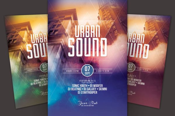 城市声音音乐会活动传单模板 Urban Sound Flyer Template缩略图 城市声音音乐会活动传单模板 Urban Sound Flyer Template