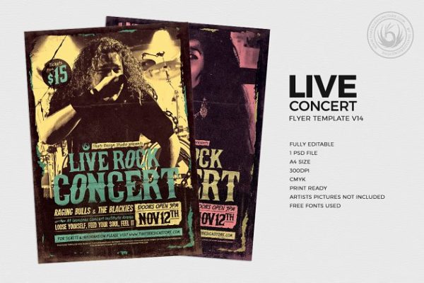 现场音乐会传单PSD模板 V14 Live Concert Flyer PSD V14