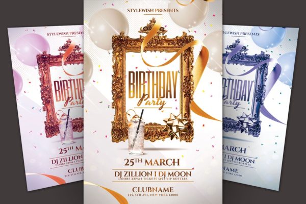 生日派对庆典活动传单模板 Birthday Party Flyer Template
