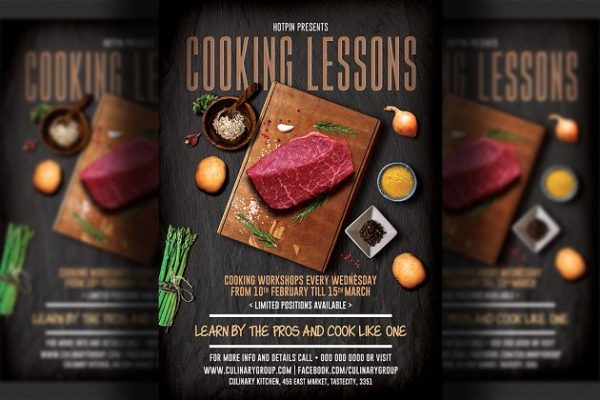 烹饪课程宣传传单模板 Cooking Lessons Flyer Template缩略图 烹饪课程宣传传单模板 Cooking Lessons Flyer Template