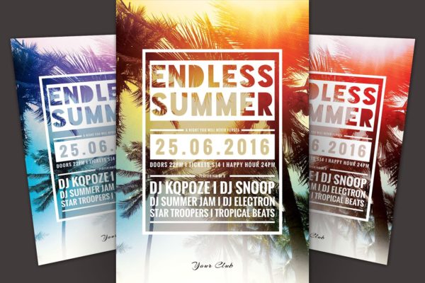 夏季海边派对聚会宣传传单模板 Endless Summer Flyer Template缩略图 夏季海边派对聚会宣传传单模板 Endless Summer Flyer Template