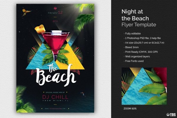 海滩之夜宣传海报PSD传单模板V.1 Night at The Beach Flyer PSD V1缩略图 海滩之夜宣传海报PSD传单模板V.1 Night at The Beach Flyer PSD V1