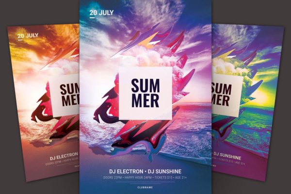 抽象夏季海滩派对宣传传单模板 Summer Flyer Template缩略图 抽象夏季海滩派对宣传传单模板 Summer Flyer Template