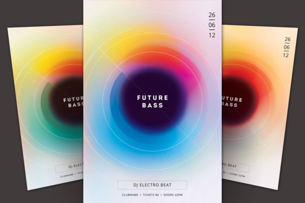 未来科技感低音歌唱音乐会传单模板 Future Bass Flyer Template