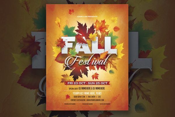 秋季节日派对传单模板 Fall Festival Flyer缩略图 秋季节日派对传单模板 Fall Festival Flyer