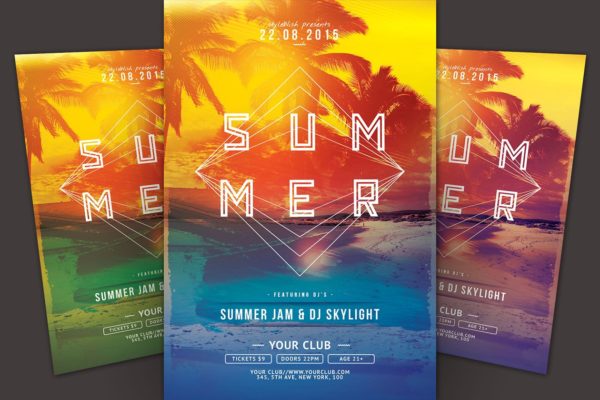 清爽夏日海滩聚会宣传单模板 Summer Flyer Template缩略图 清爽夏日海滩聚会宣传单模板 Summer Flyer Template