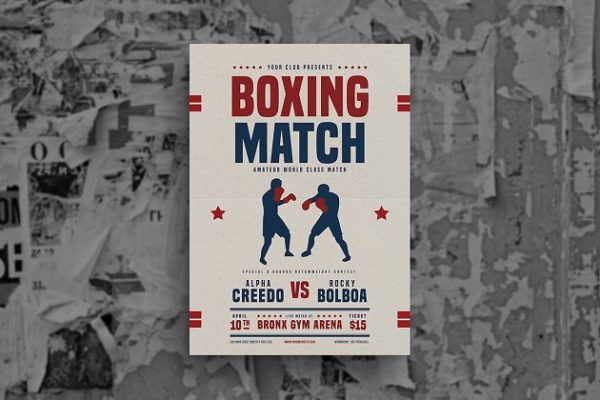 拳击比赛竞技活动海报宣传设计模板 Boxing Match Flyer缩略图 拳击比赛竞技活动海报宣传设计模板 Boxing Match Flyer