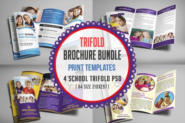 学校教育机构三折页宣传册模板 School Trifold Brochure Bundle缩略图 学校教育机构三折页宣传册模板 School Trifold Brochure Bundle