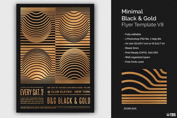 极简主义黑金色调派对活动宣传单模板 Minimal Black Gold Flyer PSD V8缩略图 极简主义黑金色调派对活动宣传单模板 Minimal Black Gold Flyer PSD V8