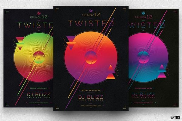 DJ音乐节狂欢派对宣传传单PSD模板 Twisted Session Flyer PSD缩略图 DJ音乐节狂欢派对宣传传单PSD模板 Twisted Session Flyer PSD