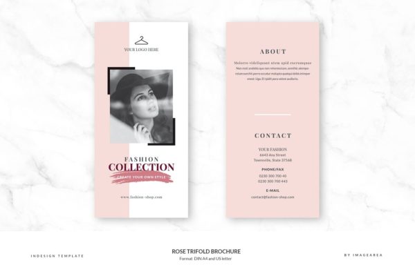 时尚品牌三折页手册模板 Rose Trifold Brochure缩略图 时尚品牌三折页手册模板 Rose Trifold Brochure