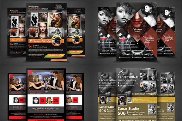 摄影工作室业务推广传单模板 Photography Business Flyer Bundle