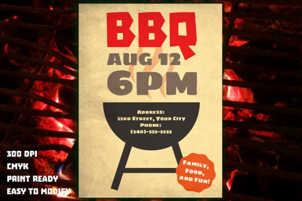 烧烤派对聚会宣传单模板 BBQ Flyer