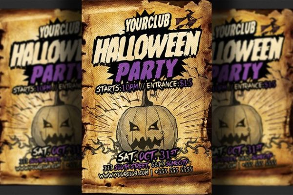 复古做旧万圣节派对活动推广传单模板 Halloween Party Flyer Template缩略图 复古做旧万圣节派对活动推广传单模板 Halloween Party Flyer Template