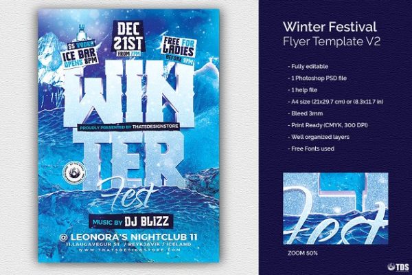 冬季DJ音乐节活动宣传单PSD模板V2 Winter Festival Flyer PSD V2缩略图 冬季DJ音乐节活动宣传单PSD模板V2 Winter Festival Flyer PSD V2