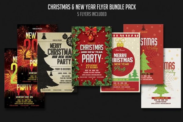 圣诞节&新年派对活动宣传传单模板 Christmas & New year Flyer Bundle缩略图 圣诞节&新年派对活动宣传传单模板 Christmas & New year Flyer Bundle